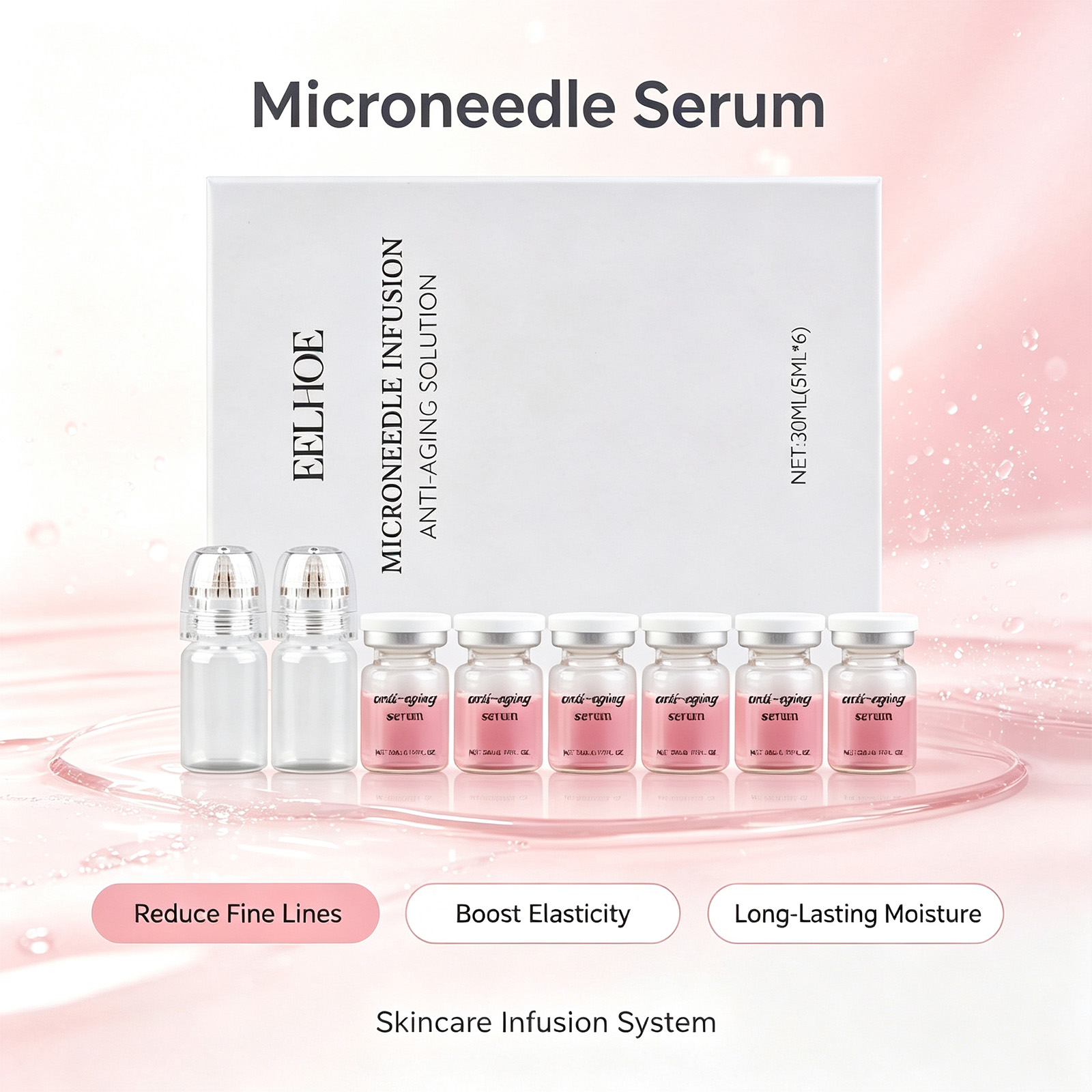 Hyaluronic Acid Facial Serum - ชุดเซรั่มไมโครนีดเดิล 0.2 มม. 6 ขวด คอลลาเจน