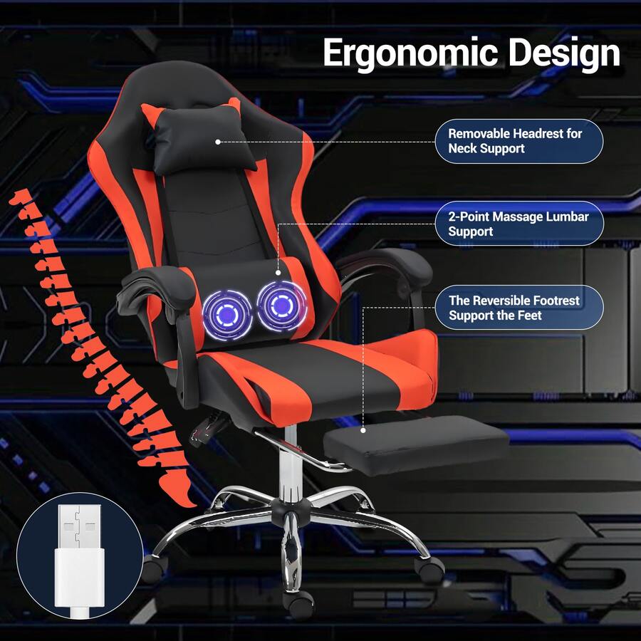 เก้าอี้เกมมิ่งพร้อมระบบนวดและพ - Massage บทวิจารณ์และราคา