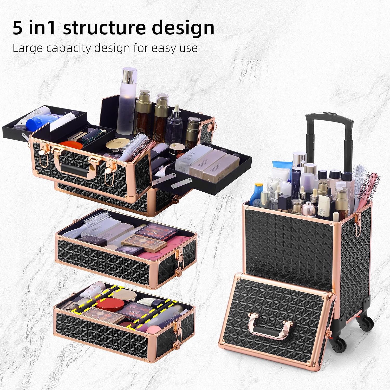 กระเป๋าแต่งหน้าแบบมีล้อ 5-in-1 - Makeup บทวิจารณ์และราคา
