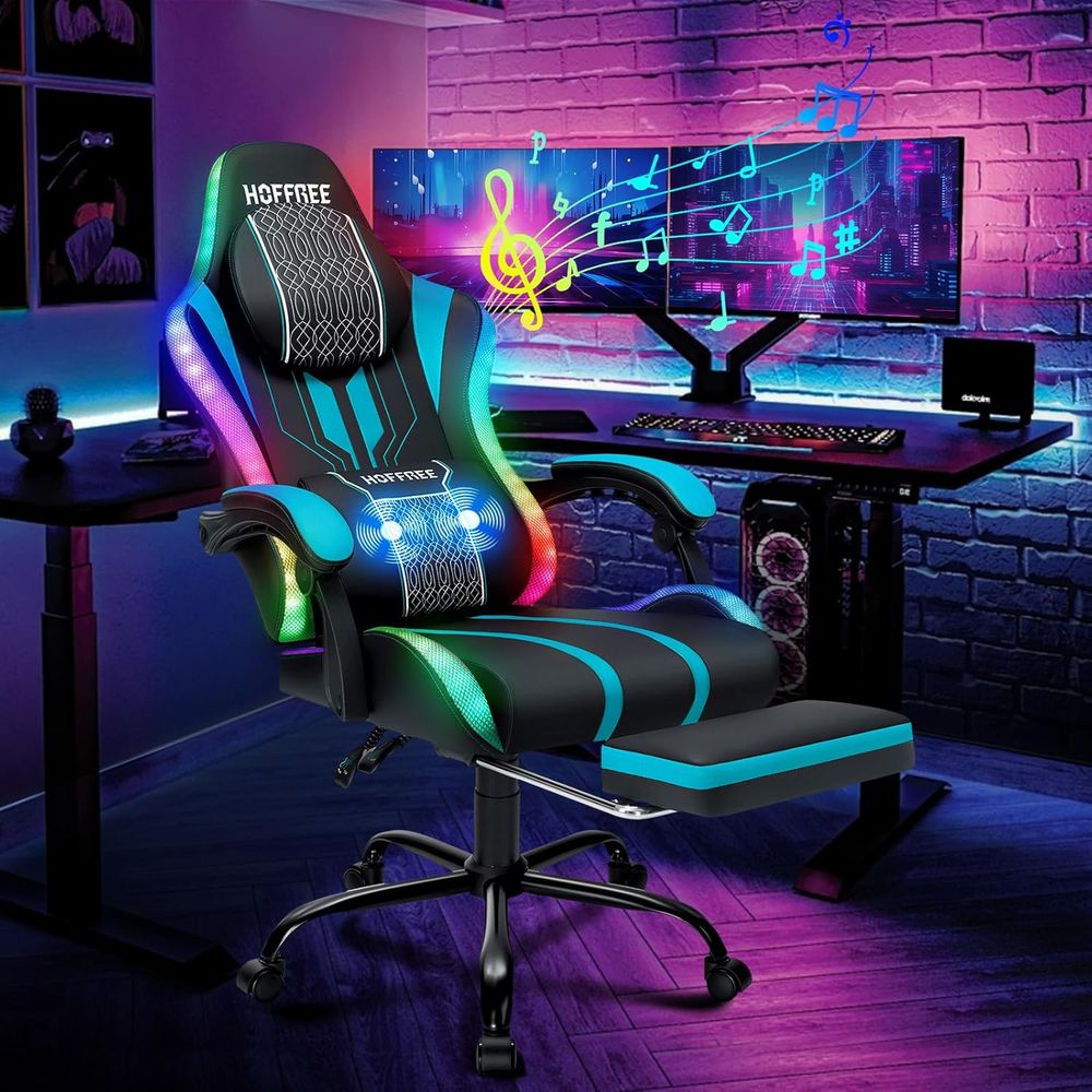 เก้าอี้เกมมิ่งพร้อมไฟ LED ลำโพ - Massage บทวิจารณ์และราคา
