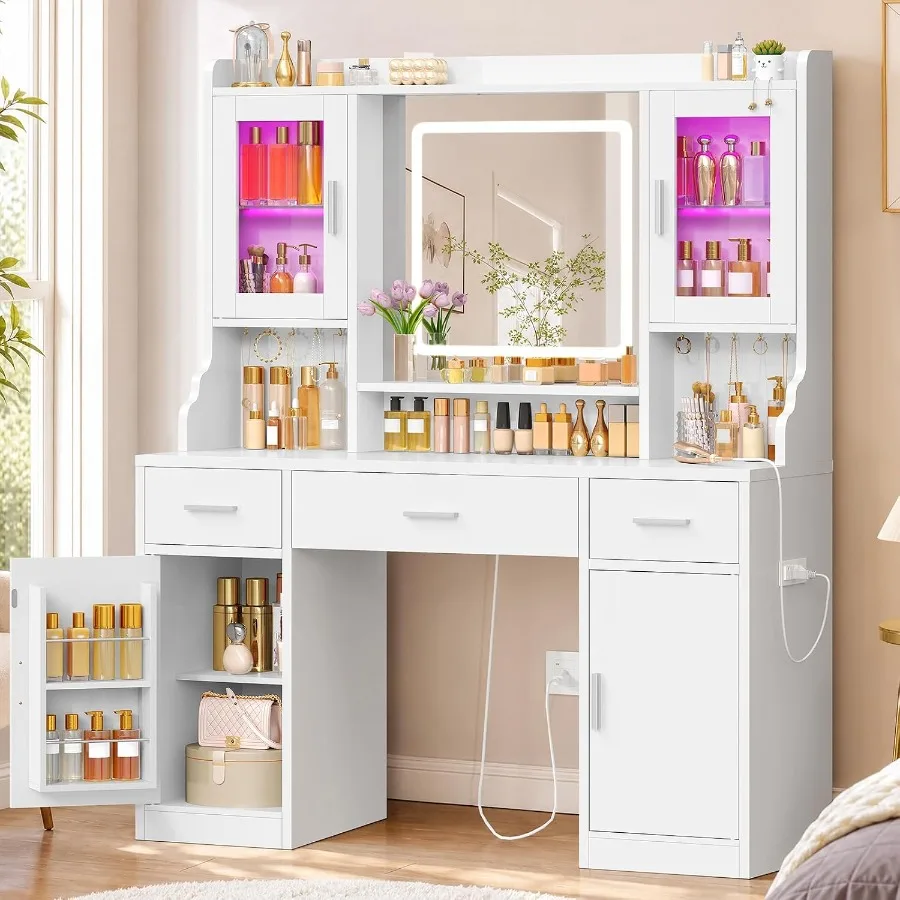 โต๊ะเครื่องแป้งพร้อมกระจกและไฟ - Makeup บทวิจารณ์และราคา
