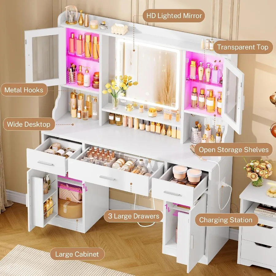 โต๊ะเครื่องแป้งพร้อมกระจกและไฟ - Makeup บทวิจารณ์และราคา