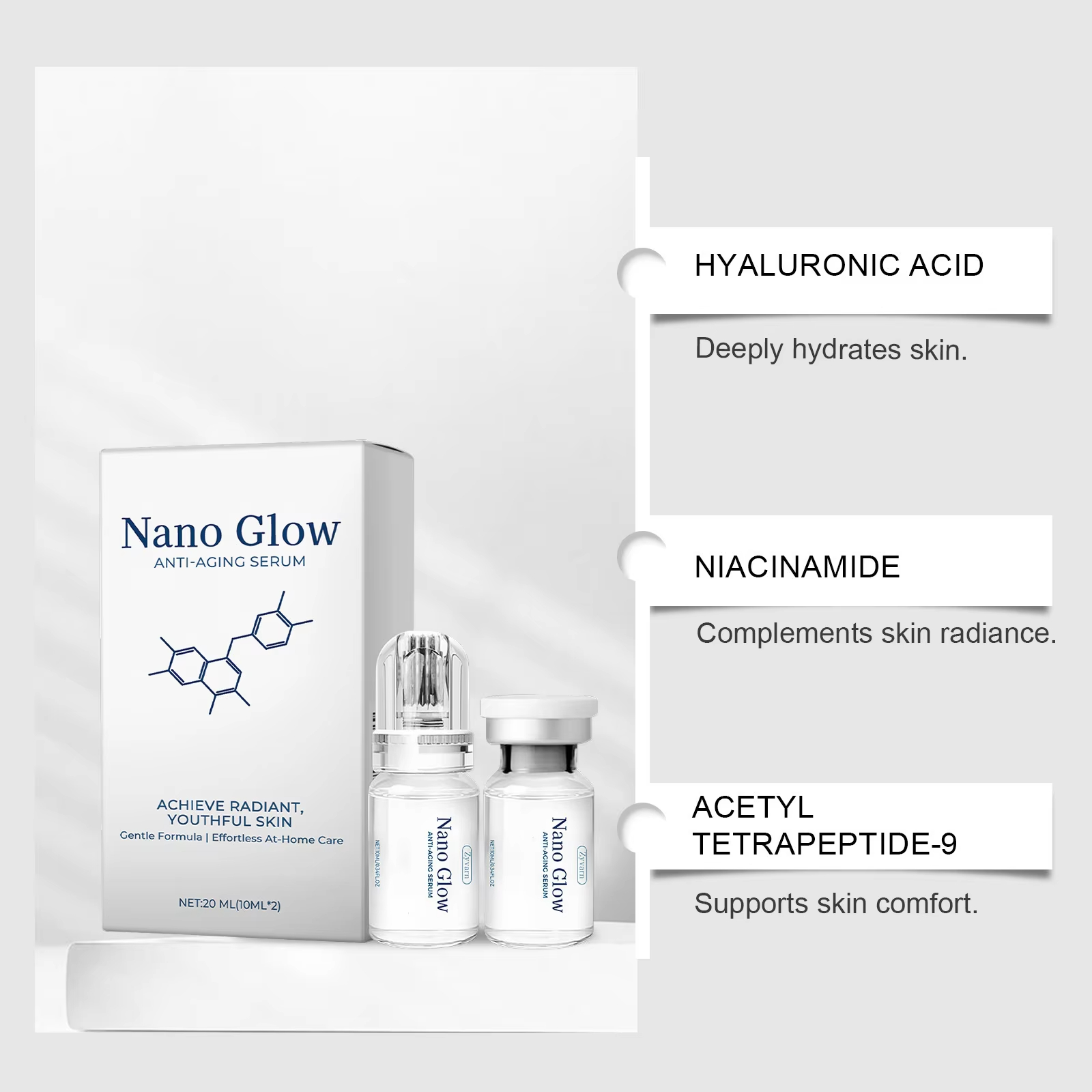 2*10ML ชุดเซรั่มไฮยาลูรอนิกแอซ - Hyaluronic Acid Facial Serum บทวิจารณ์และราคา